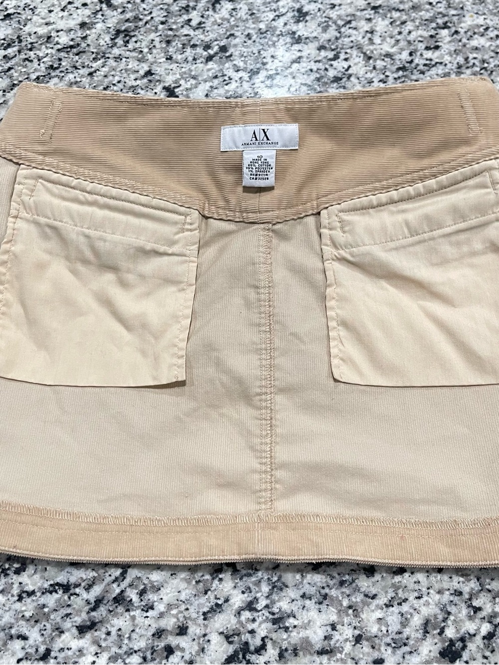 Armani Exchange Beige Corduroy Mini Skirt with Belt Detail | Size 10 - Picture 15 of 16